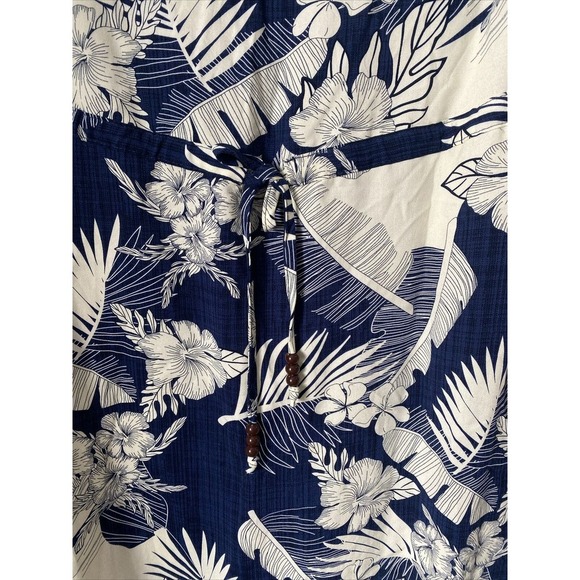 Palmwave Tropical Hawaiian Floral Print Shift Dress L Waist Tie Sleeveless Rayon - Picture 2 of 5
